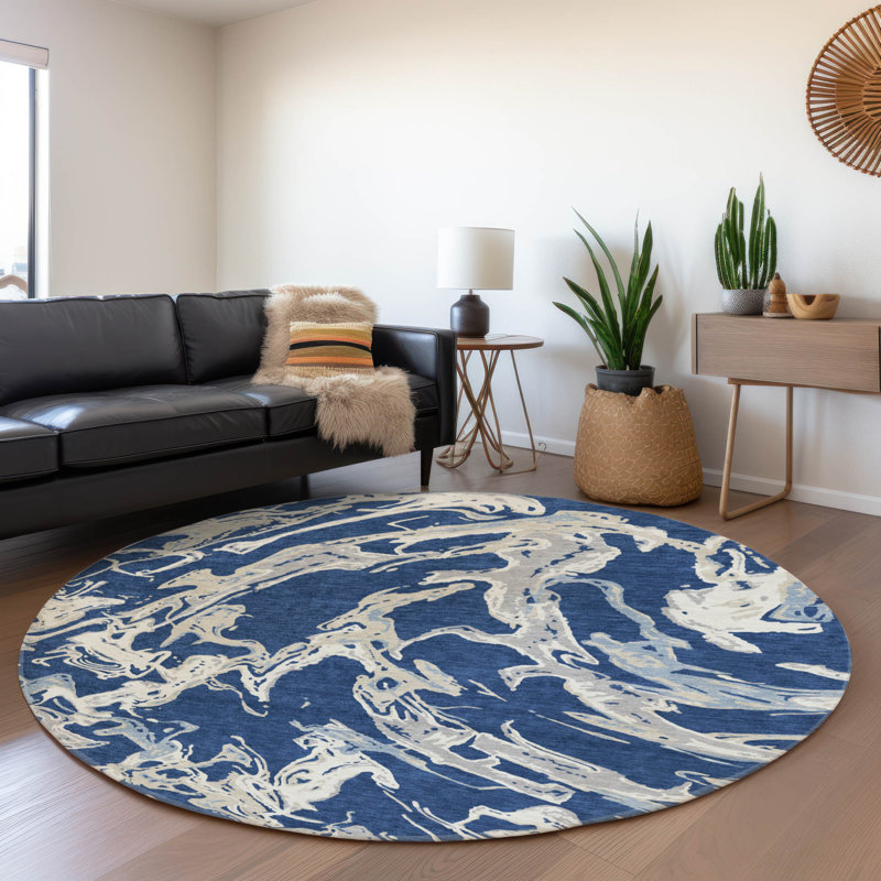 Premium Machine Washable Corum AMF1035 Abstract Rug, Round 8'