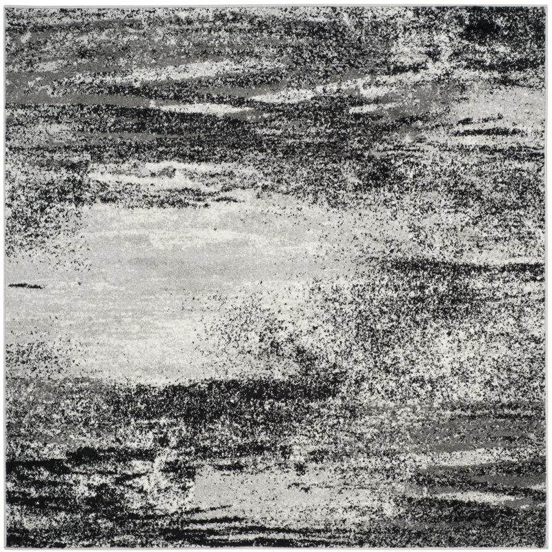 Algonquin Performance Abstract Rug, Square 6', Silver/Gray