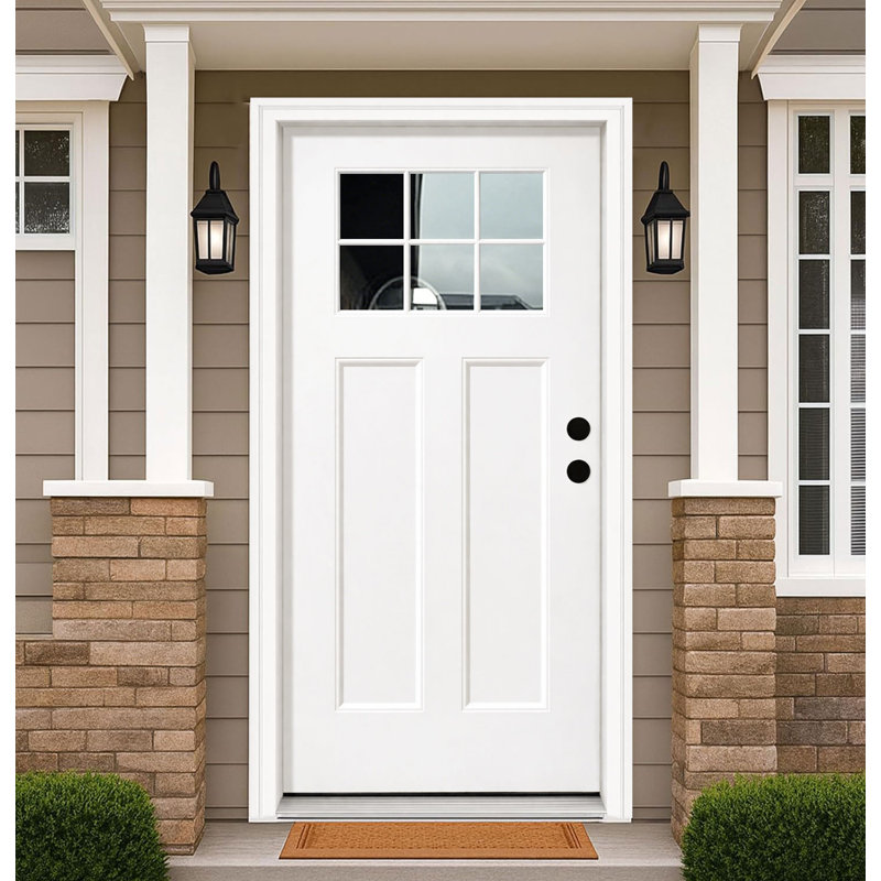 Porte d'entrée 36 po x 80 po en fibre de verre apprêtée avec cadre en brique et vinyle, L 37,5 po x H 81,5 po x P 4,56 po