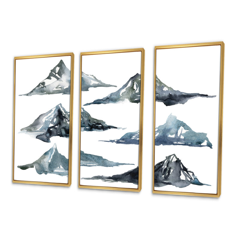 «Minimalistic Gouache Landscape III», reproduction de cadre flottant sur toile 3 pièces, H 28 po x l 36 po x P 1 po