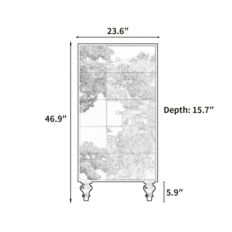 Armoire décorative rétro à plusieurs niveaux, H 46,9 po x l 23,6 po x P 15,7 po