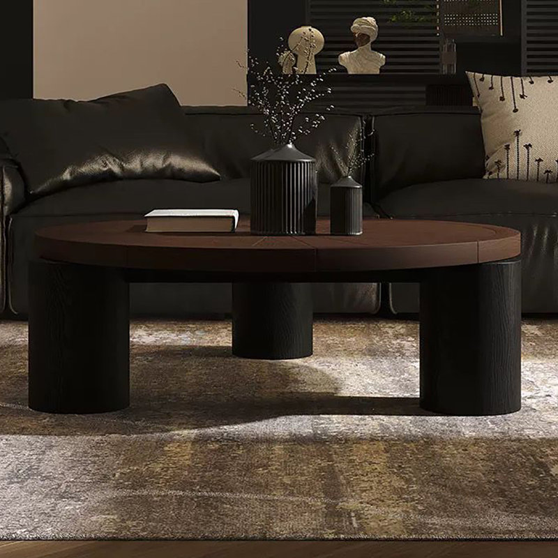 Table basse ronde légère et luxueuse, H 13,8 po x L 39,4 po x l 39,4 po, Marron foncé