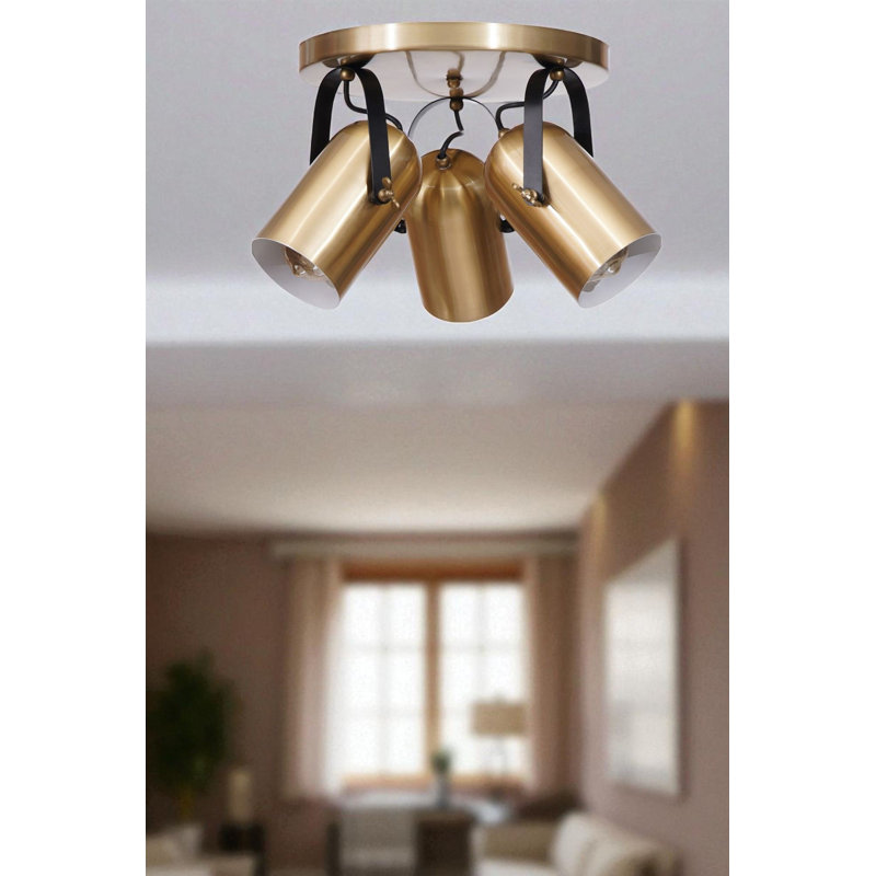 Lustre, Doré, 3 niveaux, Trois lumières