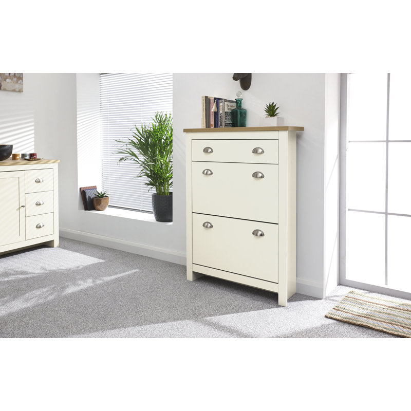 Renningers 12 Pair Shoe Storage Cabinet, Cream