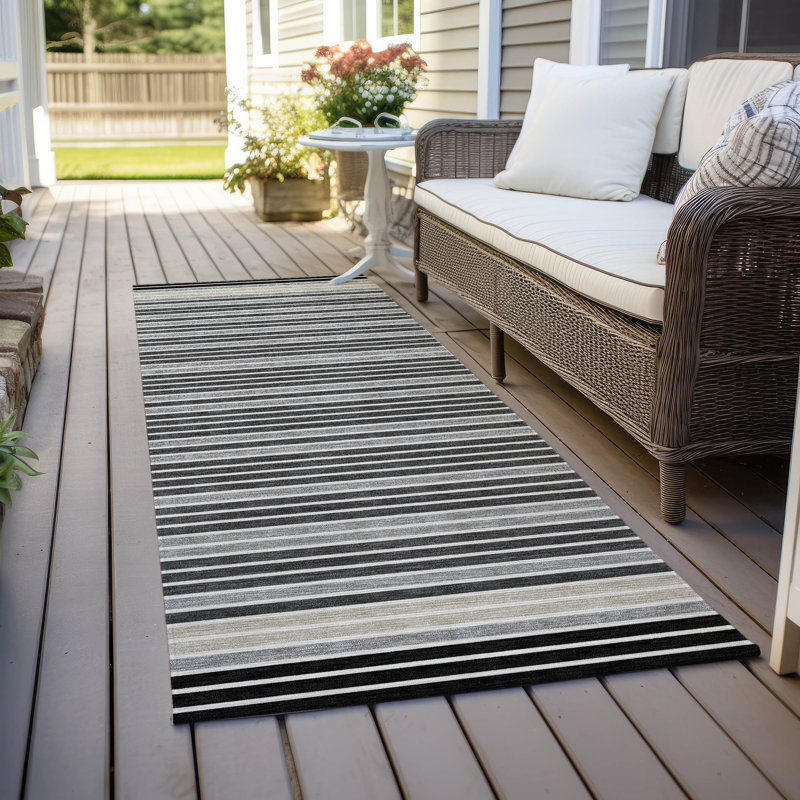 Tapis noir intérieur / extérieur lavable à la machine Christain ACN1399, Tapis de couloir 2 pi 3 po x 7 pi 6 po