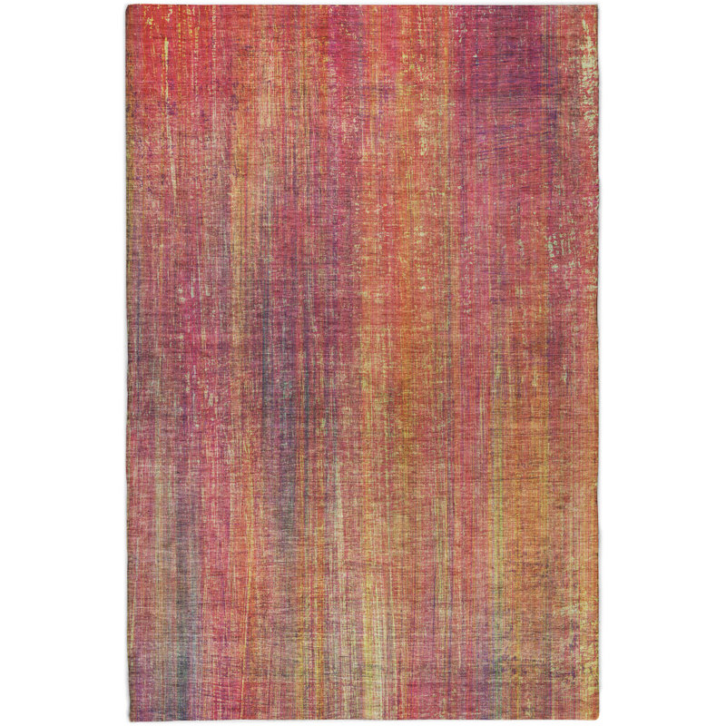 Premium Machine Washable Dream Shag ADS552 Striped Rug, 8' x 10', Red