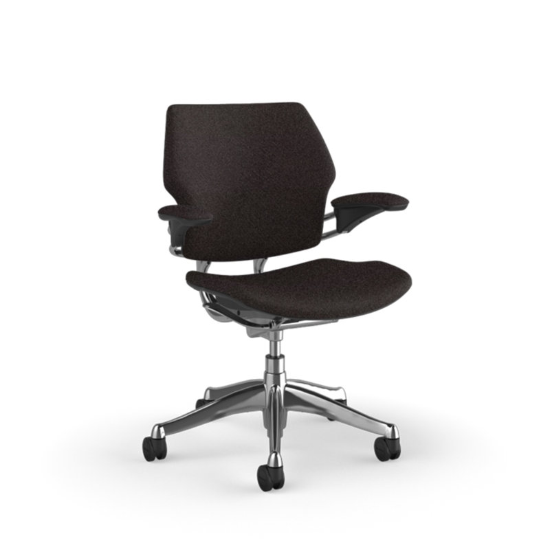 Chaise de travail ergonomique Freedom - Coda, Aluminium poli avec garniture graphite, Noir - 0382