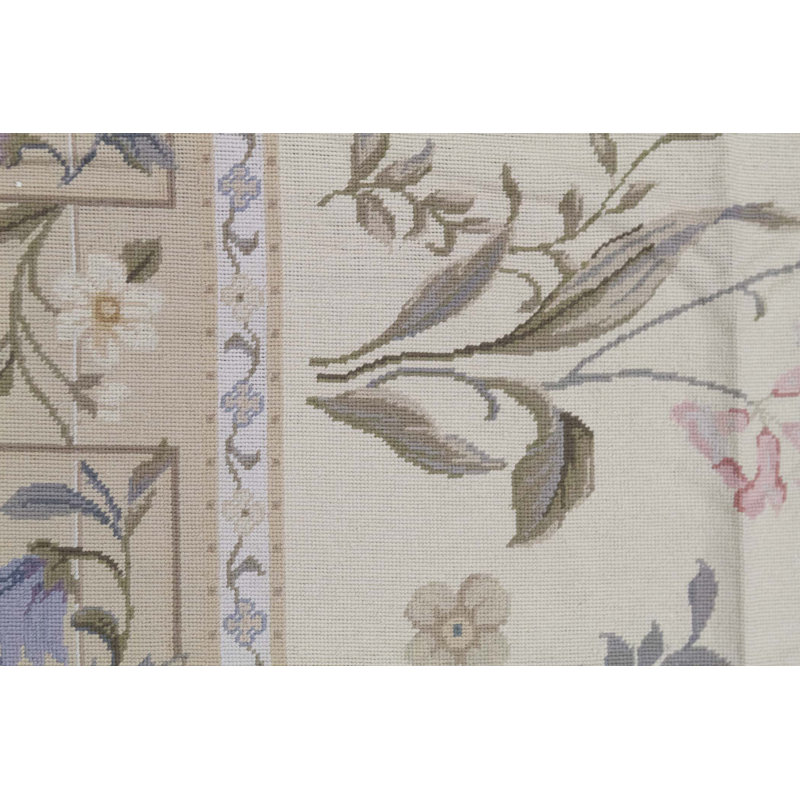 Hand-Knotted High-Quality Ivory, Brown, and Green Area Rug