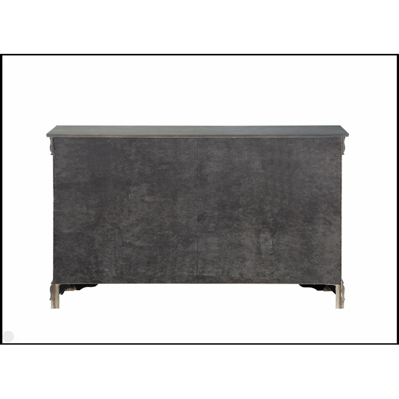 Commode Louis Philippe gris foncé avec six tiroirs spacieux et une construction durable pour les chambres modernes