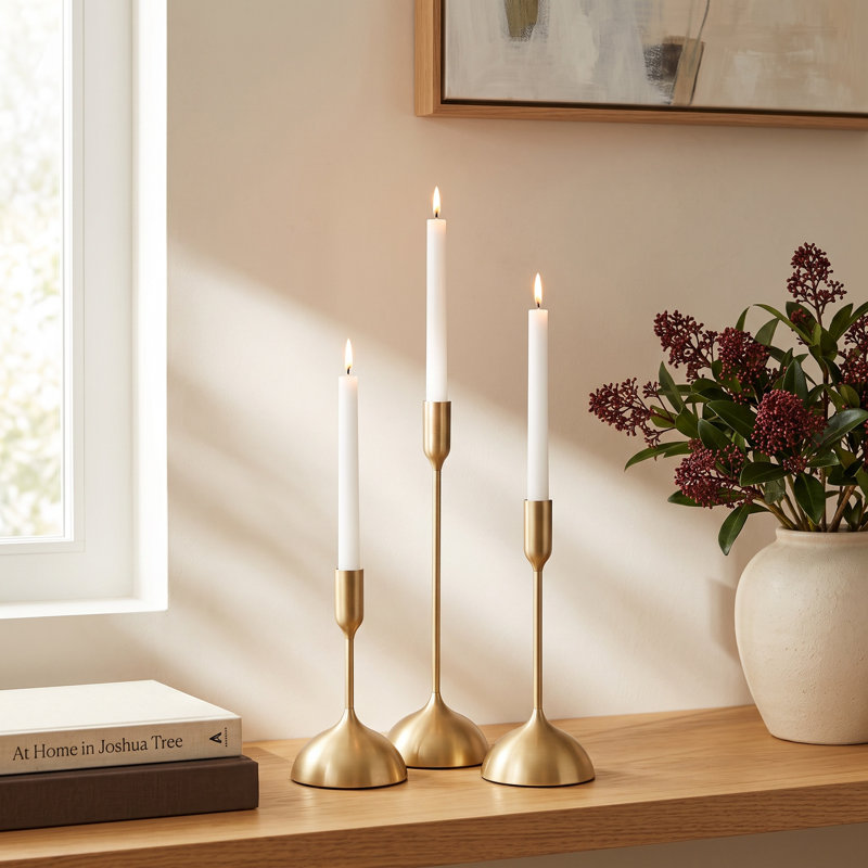 Mortola 3 Piece Metal Candlestick Set