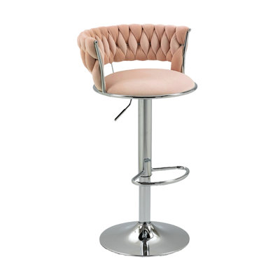 Andraya Swivel Upholstered Adjustable Height Bar Stool with Iron Frame