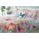 Ensemble de courtepointe en microfibre rose / bleu / vert 