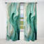 Panneau de rideau abstrait, motif occultant vague verte et blanche - Sway Wave Serenity II vert et blanc-1906182796