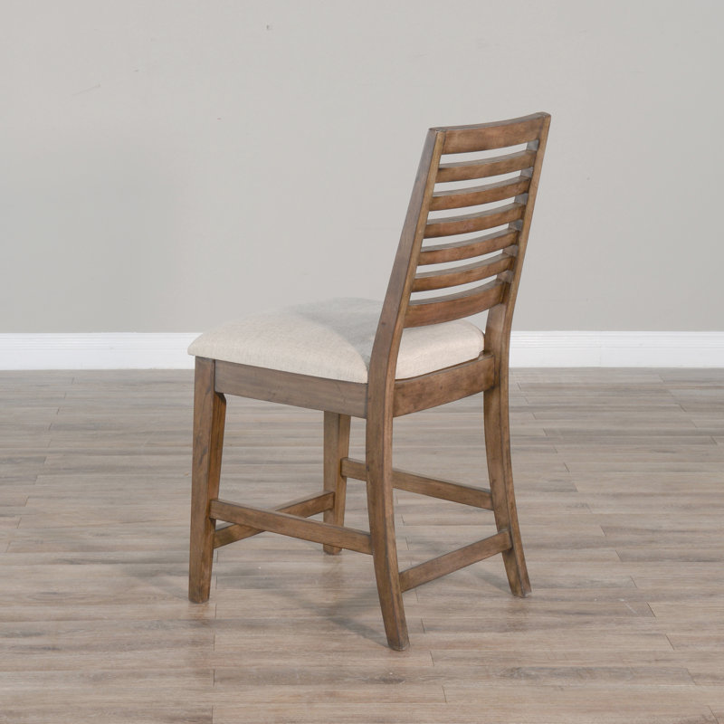 Upholstered Counter Stool with Solid Wood Frame