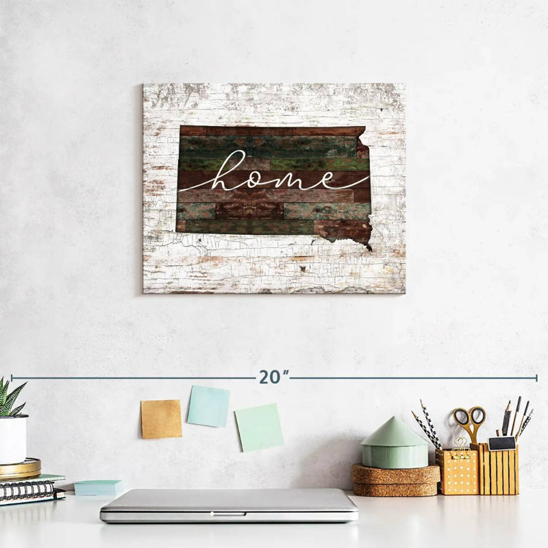 South Dakota Home Map sur impression sur toile, H 8 po x l 10 po x P 1 po