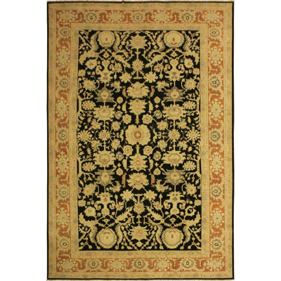 Tapis unique noir / orange 10 pi x 14 pi Kellyanna par Arshs Fine Rugs