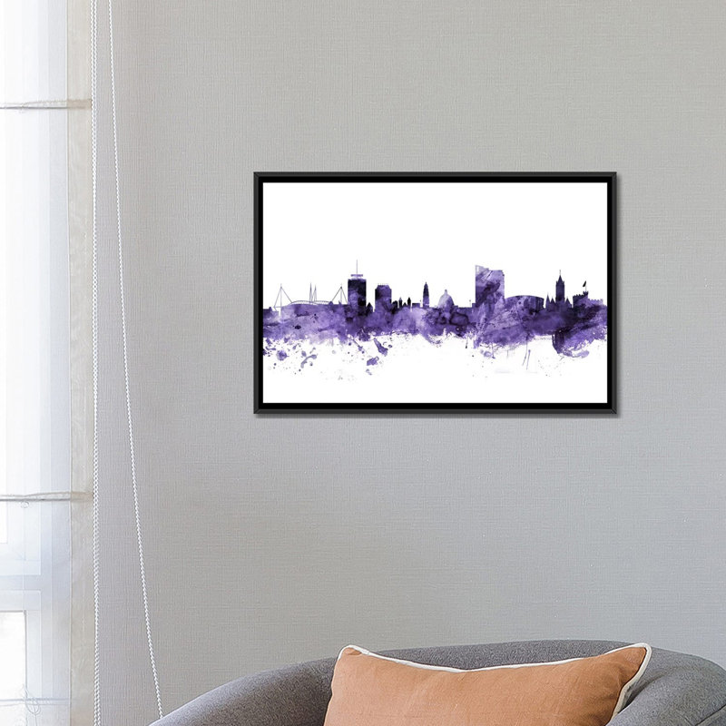 «Cardiff, Wales Skyline» par Michael Tompsett, impression sur toile tendue, H 18 po x l 26 po x P 1,5 po, Pas de tapis