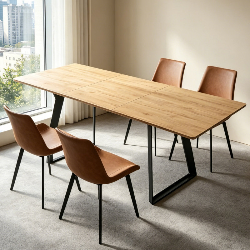 Ensemble de salle à manger extensible avec chaises rembourrées Jilliann, 5 Pieces: Table, 4 Chairs, Brun