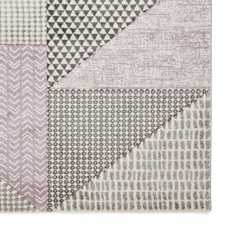 Geometric 80cm X 150cm Area Rug, Lilac/Grey, Rectangle 120 x 170 cm