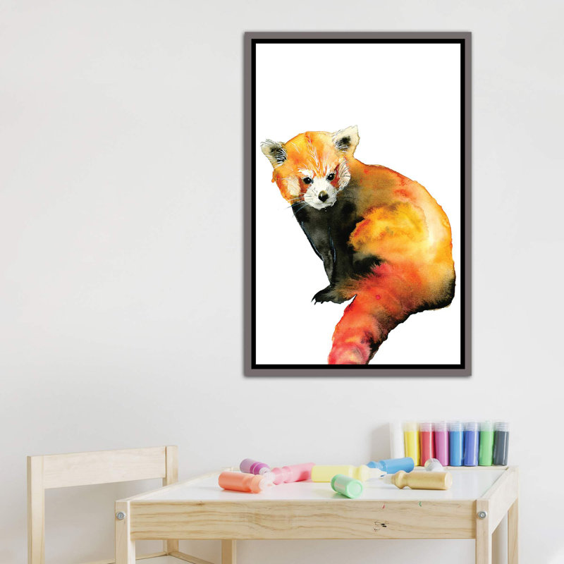 Art panda, Toile encadrée de bois rustique foncé, H 40 po x l 26 po x P 1,5 po