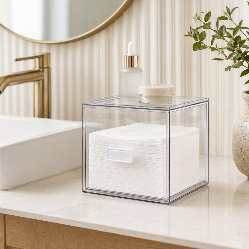 Clear Facial Towel Holder, Stackable Storage Drawer