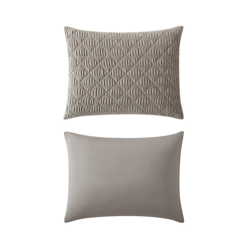 Vera Wang Crushed Velvet Brown Reversible Quilt Set, Queen Quilt + 2 Standard Shams