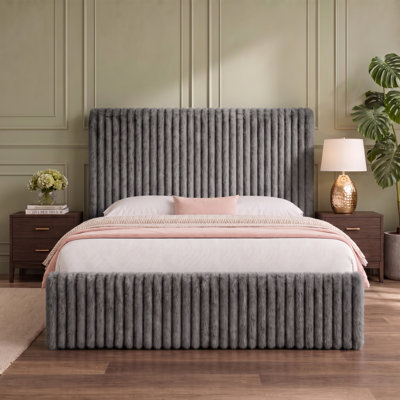 Upholstered Platform Bed  With RGB LED Lighting