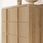 Ensemble de chambre à coucher 4 pièces à grain de bois moderne avec lit plateforme, commode à 5 tiroirs et table de chevet * 2, double, beige-132272589-132272590-132272593