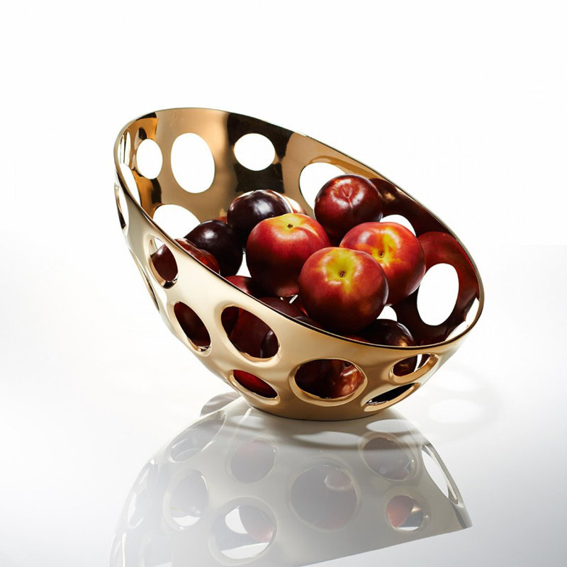 Metal Abstract Posh & Luxe Decorative Bowl, 8.25" H x 10.5" W x 14.75" D, Gold