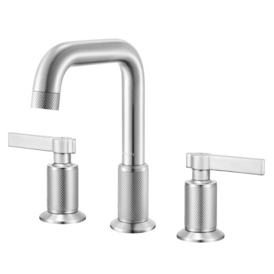 Ruvati Barolo Two Handle Widespread Art Deco Transitional Bathroom Faucet in Brushed Nickel