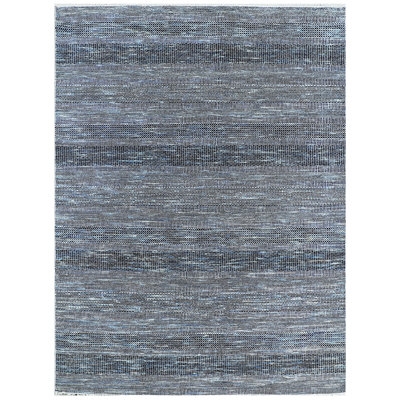 Tapis gris / bleu / argent noué à la main de haute qualité