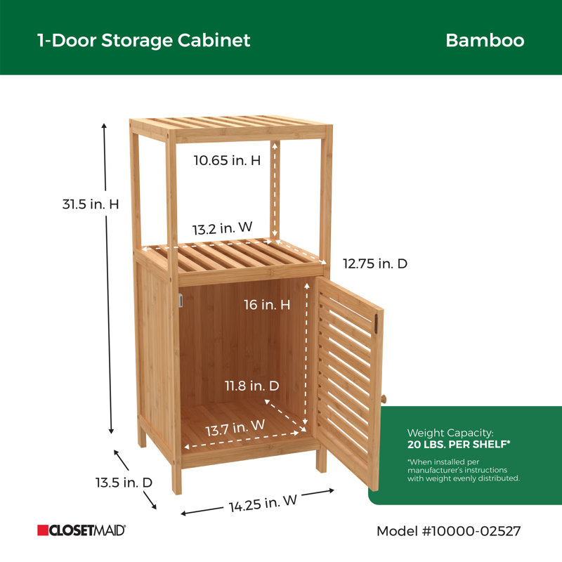 Bamboo 1-Door Storage Cabinet