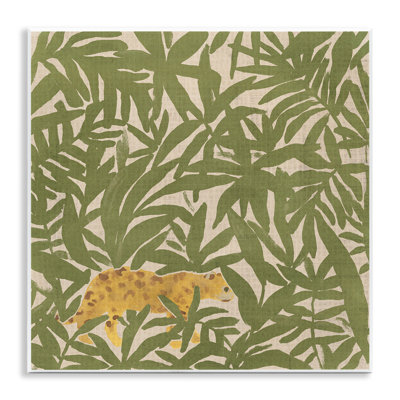 Art mural sur bois «Prowling Cheetah in Plants» par June Erica Vess