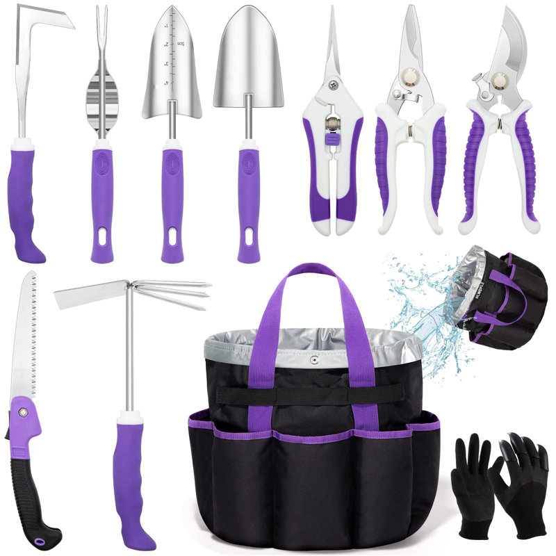 TULGIX Purple Garden Tool Set 11PCS with Detachable Storage Bag