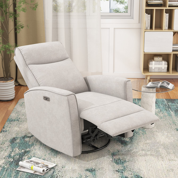 Dickie 29'' Wide Modern and Soft Touch Fabric Swivel and Rocker Power Recliner Chair with USB Port