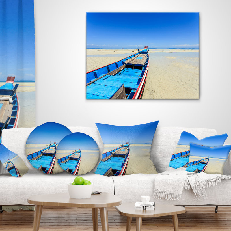 Support pour bateau à longue queue à bord à l’oreiller de mer, 18 po x 18 po, Coussin décoratif