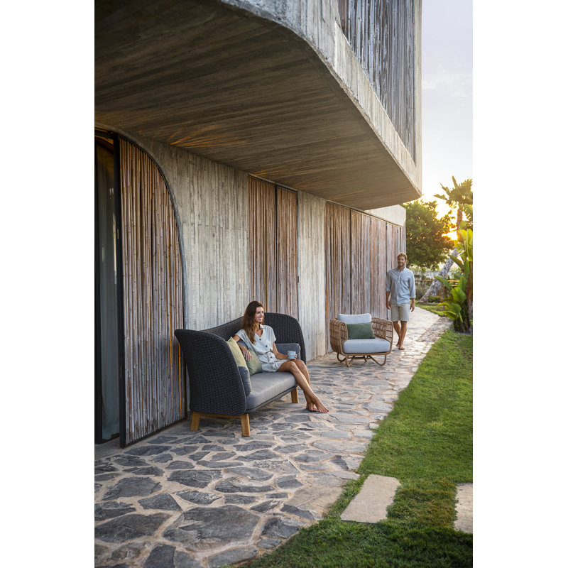 Nest Patio Chair with Cushions, Light Gray, Natural