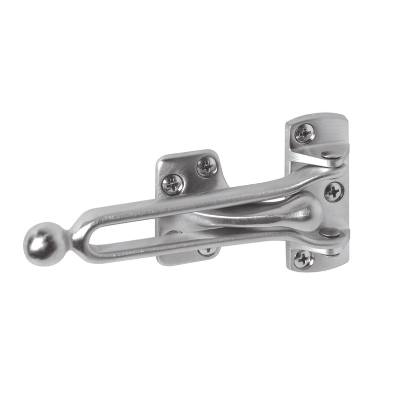 Barrière de porte battante avec boule Prime-Line, 4-7 / 8 po, laiton massif (paquet simple), Nickel satiné