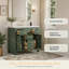 Meuble-lavabo moderne sur pied de 91 cm (36 po) avec lavabo en céramique, 4 tiroirs et 2 placards, structure en bois, fini vert
