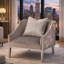 Fauteuil d'appoint en velours Roxbury Park - gris acier / acier inoxydable