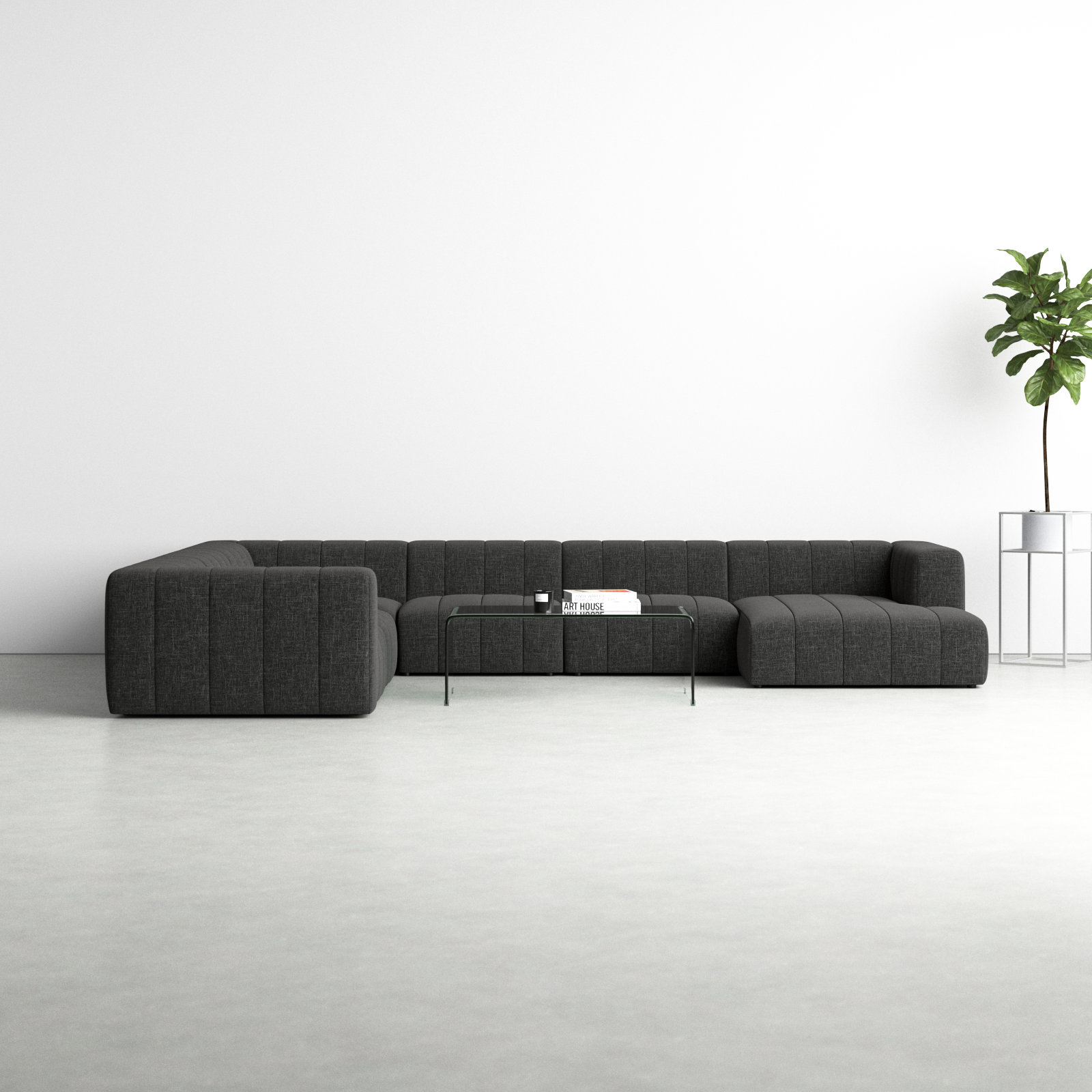 Bowry Modular Sectional, Left Hand Facing, 28" H x 157" W x 129" D, Fayette Cloud Polyester Blend