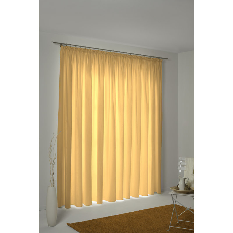 Uni Collection 100% Cotton Room Darkening Curtain Single Panel, 142cm wide x 295cm high, Yellow
