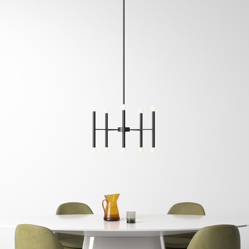Jamir 10 - Light Dimmable Sputnik Modern Linear Chandelier, Black