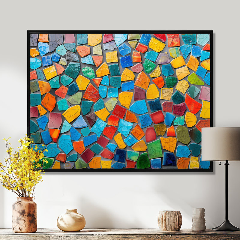 Carreaux de mosaïque colorés, beauté IV - Boho, Cadre flottant noir, H 12 po x l 20 po
