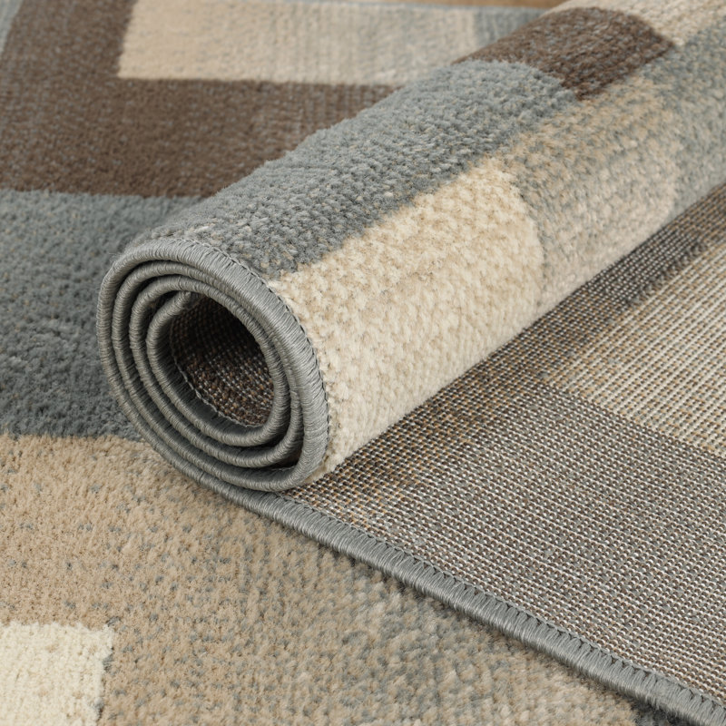 Tapis gris beige en polypropylène avec revers en jute Benne, Rectangle 5 pi x 8 pi