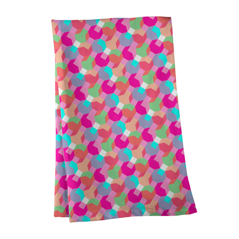 Serviette à thé octogone, Polyester sergé, Rose