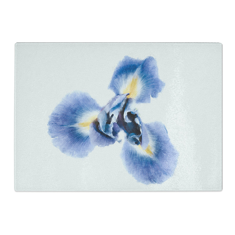 Tempered Glass an Iris Flower Painting Chopping Board, 28.5 cm x 39 cm