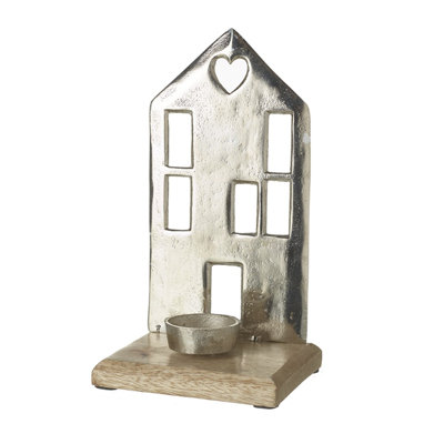 Silver House T Light Holder