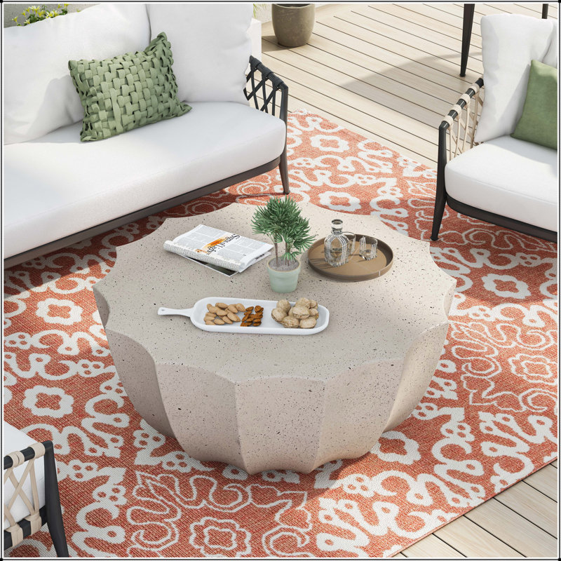 Table basse d'extérieur imperméable 35,43 po, Blanc