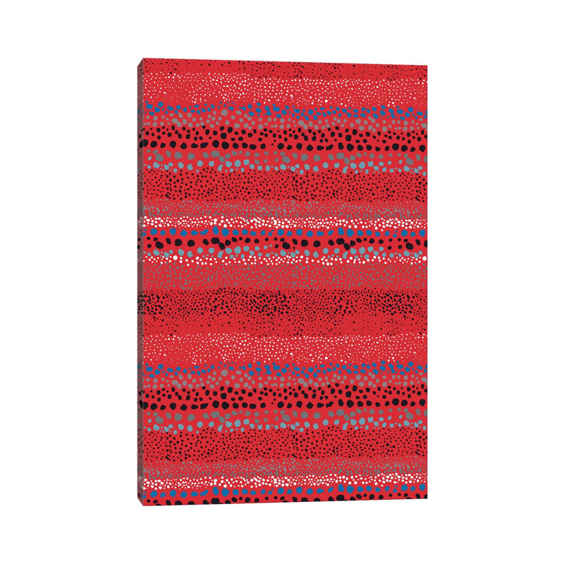 Little Textured Dots Pink by Ninola Design - No Frame Print on Canvas, Red/Blue/Black, 152.5 cm H x 101.5 cm W